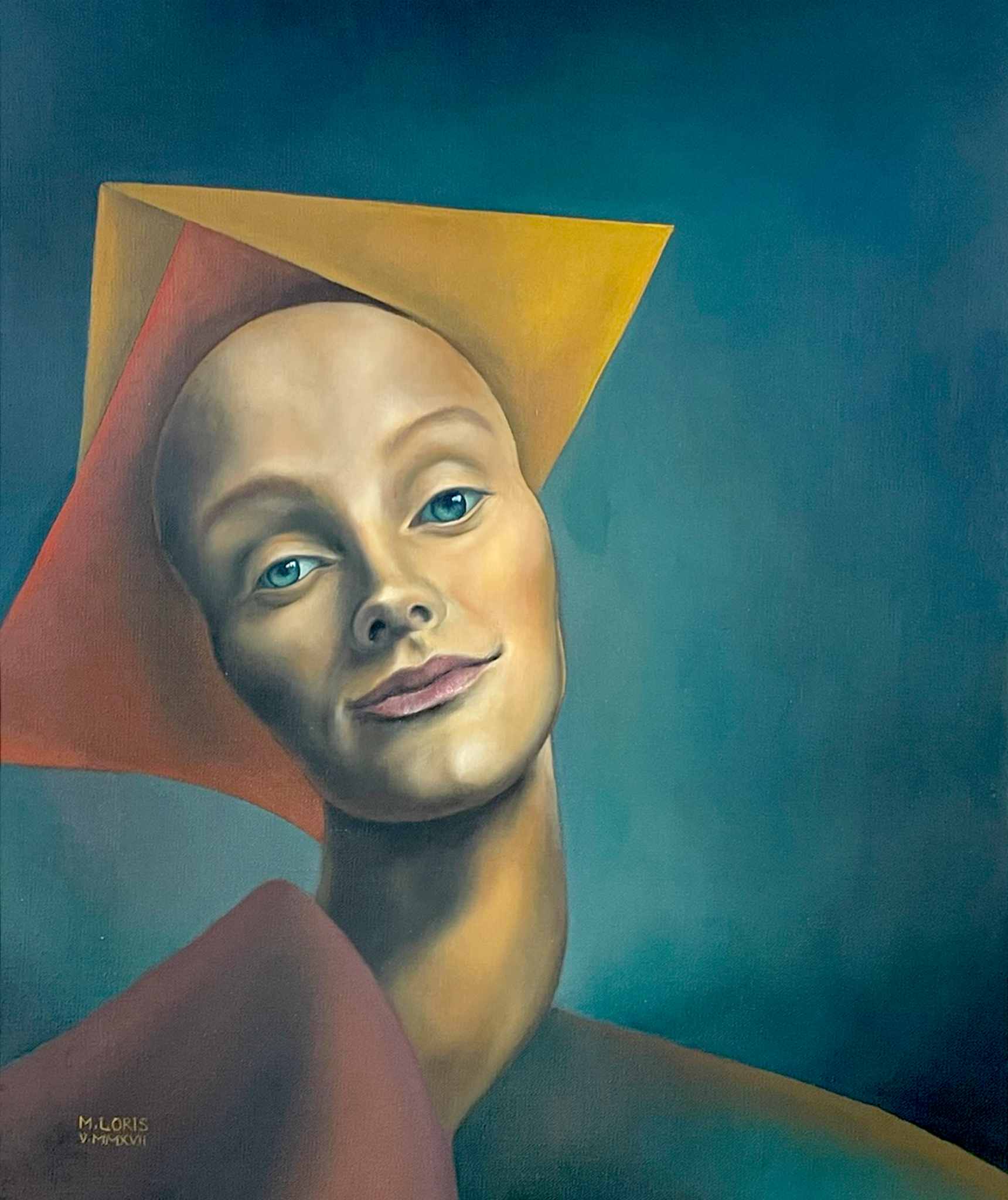 Jane, oil on canvas, 46 x 55 cm, surrealist portrait painting by M. Loris