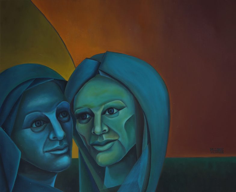 Beyond II, oil on canvas, 61 x 50 cm, surrealist portrait painting by M. Loris
