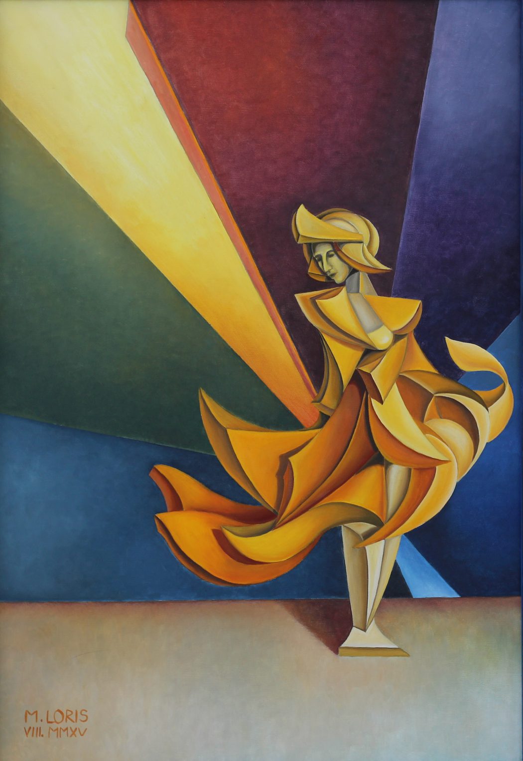 Bella, oil on canvas, 50 x 72 cm, surrealist portrait painting by M. Loris
