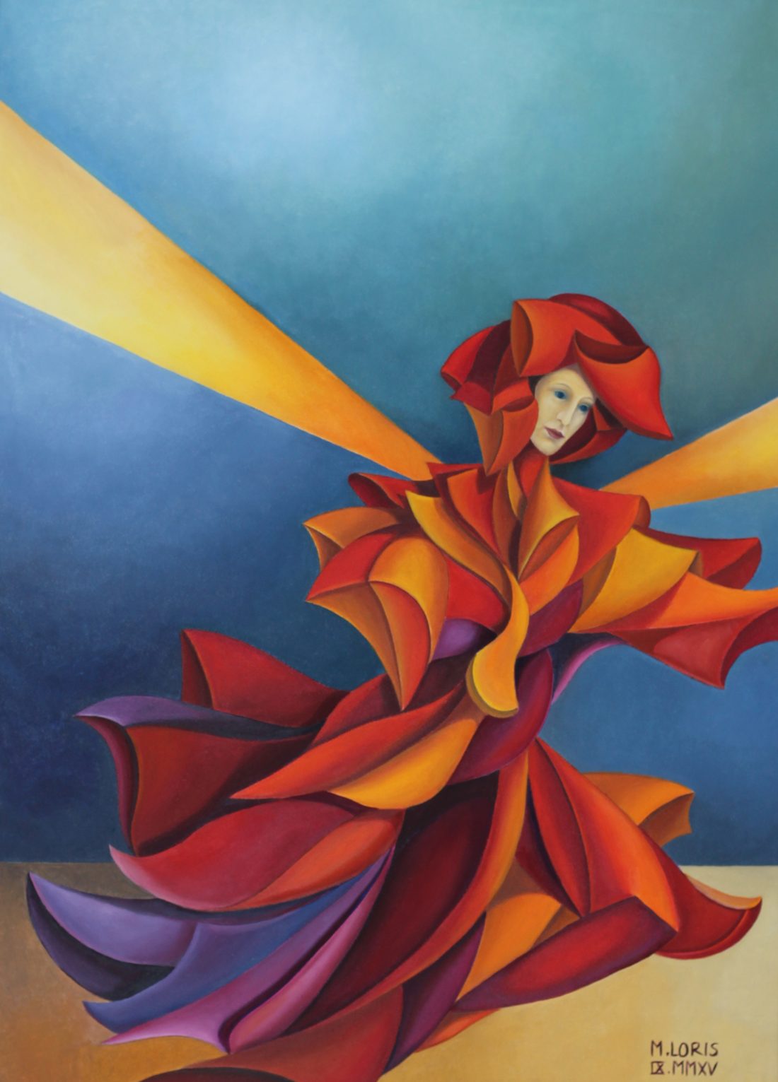 Veronica, oil on canvas, 50 x 70 cm, surrealist portrait painting by M. Loris