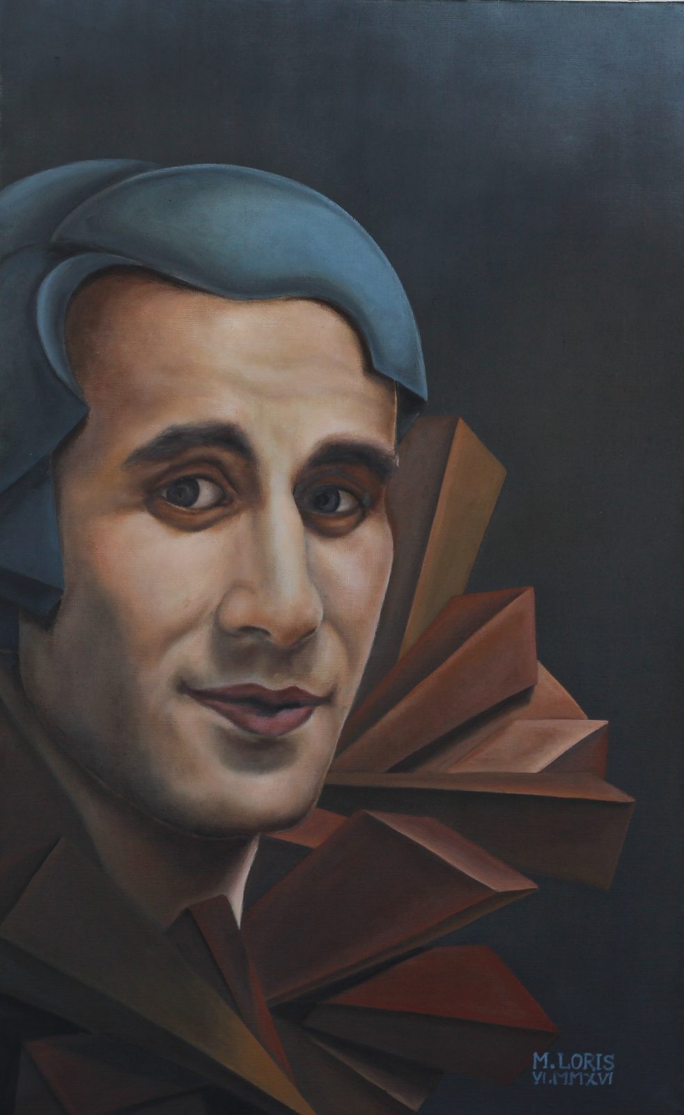 Arturo, oil on canvas, 38 x 60 cm, surrealist portrait painting by M. Loris