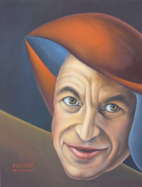Lenny, oil on canvas, 27 x 35 cm, surrealist portrait painting by M. Loris