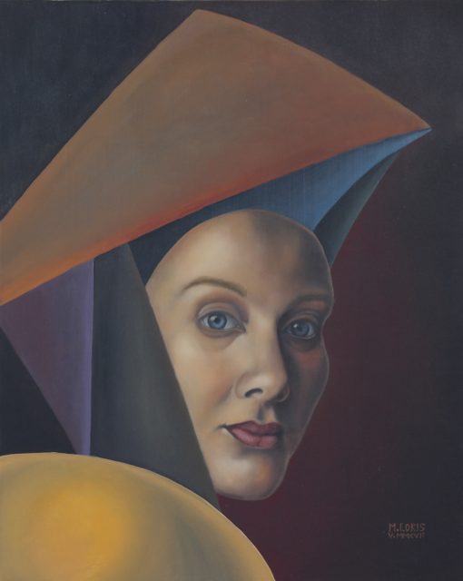 Rebecca, oil on canvas, 40 x 50 cm, surrealist portrait painting by M. Loris
