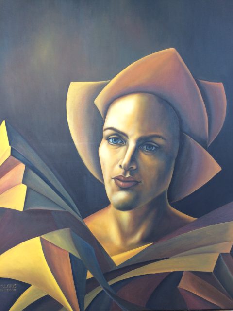 Helena’s Vision, oil on canvas, 65 x 54 cm, surrealist portrait painting by M. Loris