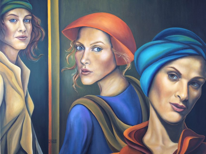 Who Knows The Truth..., oil on canvas, 65 x 81 cm, surrealist portrait painting by M. Loris
