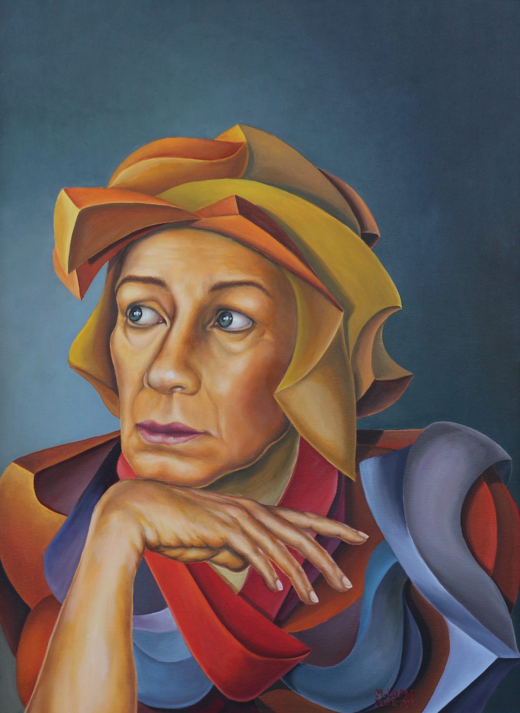Athena, oil on canvas, 54 x 73 cm, surrealist portrait painting by M. Loris