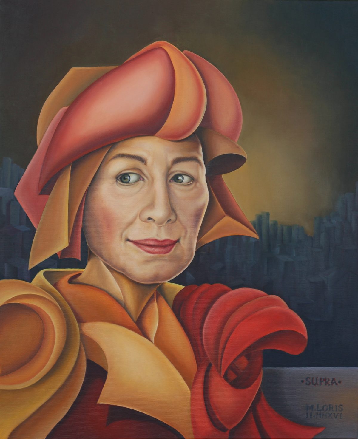 Supra, oil on canvas, 50 x 60 cm, surrealist portrait painting by M. Loris