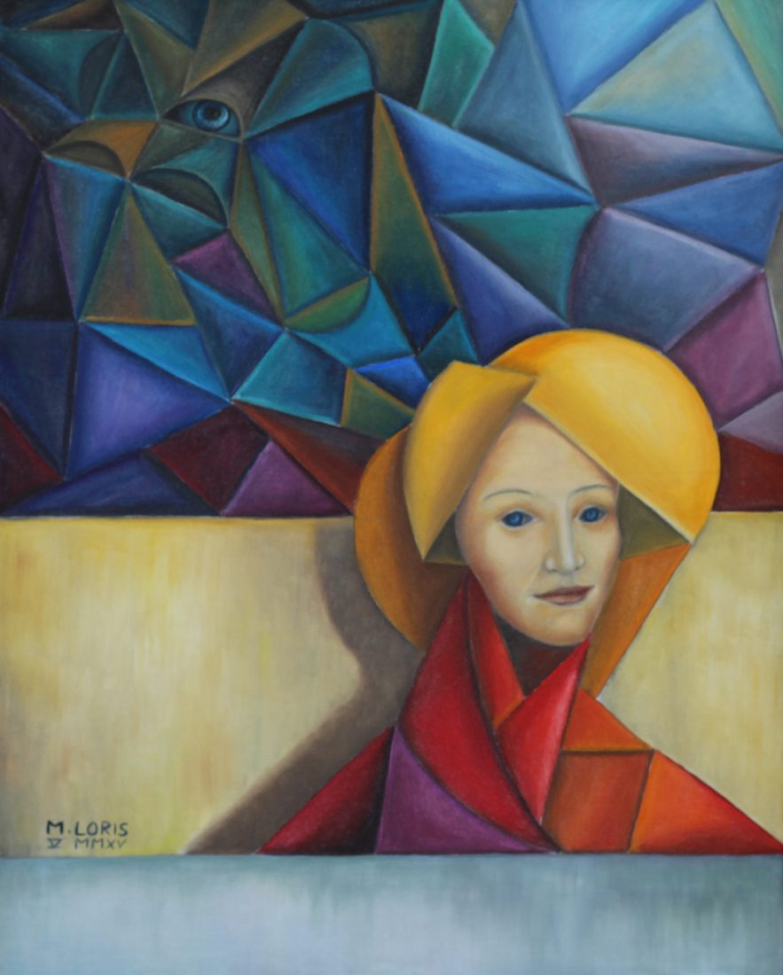Flora, oil on canvas, 40 x 50 cm, surrealist portrait painting by M. Loris