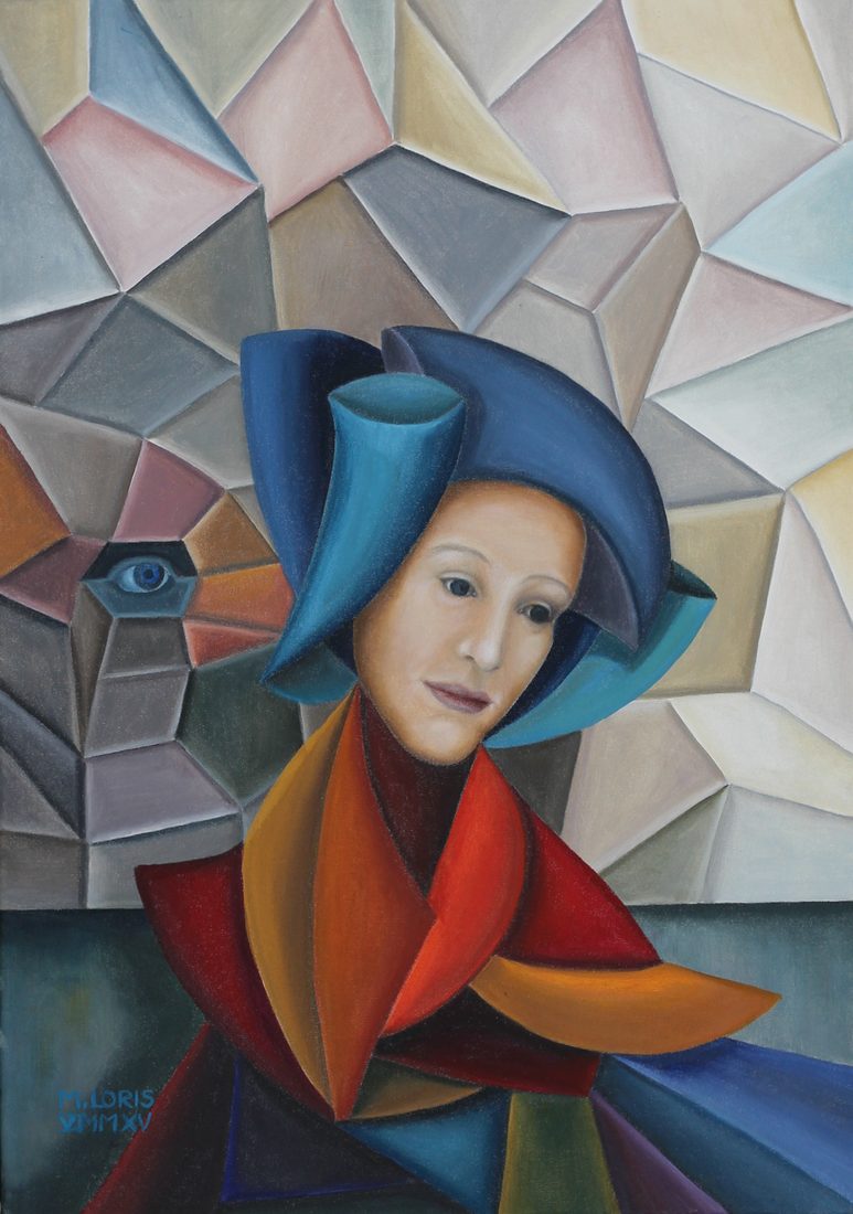 Maria, oil on canvas, 35 x 50 cm, surrealist portrait painting by M. Loris