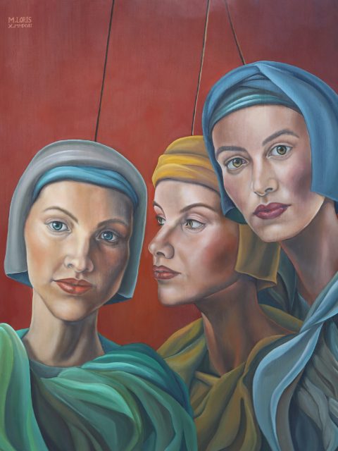 Monologue, oil on canvas, 60 x 73 cm, surrealist portrait painting by M. Loris