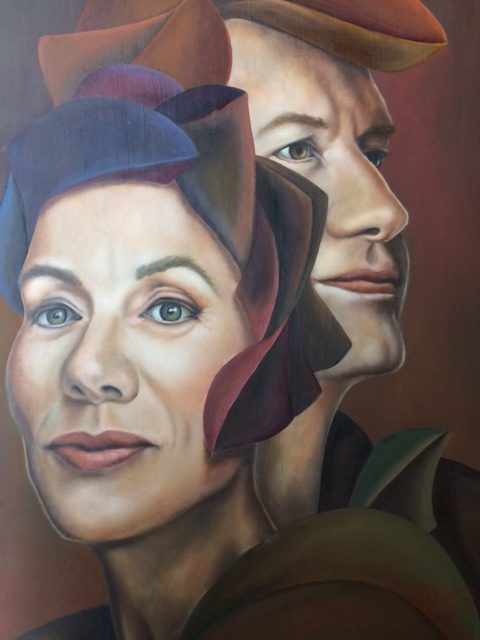 Ann & Andy, oil on canvas, 46 x 38 cm, surrealist portrait painting by M. Loris
