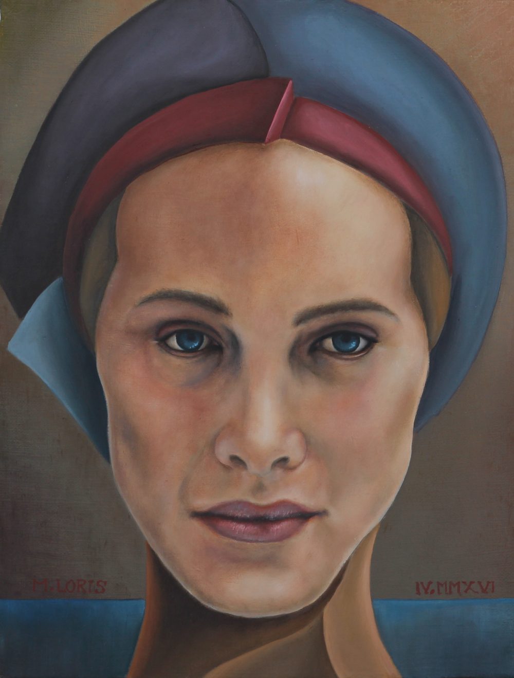 Kate, oil on canvas, 27 x 35 cm, surrealist portrait painting by M. Loris