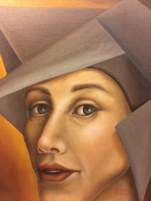 Lisa, oil on canvas, 26.5 x 34.5 cm, surrealist portrait painting by M. Loris